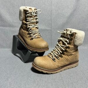 Royal Canadian Womens Leather Embossed Scales Winter Boots Tan 7.5